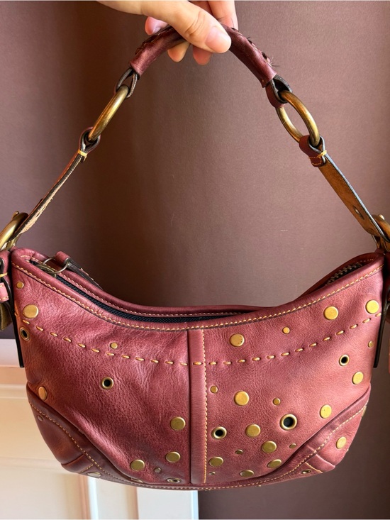 Coach Handbags - Vintage Coach red studded hobo bag with gold hardware